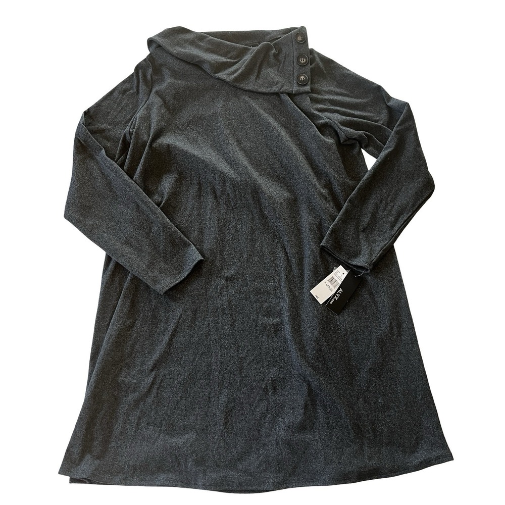 NWT Alyx Dress Women's Size XL Gray Cown Neck Dress‎ Sheath Pencil Knee Length